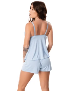 Nursing Nightgown With Baby Doll For Pregnant Women Easy Open Click Maternity Pajamas Kit Pregnant Fashion - 淺藍色 - 查看 3
