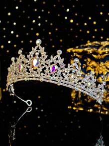 1 chiếc vương miện công chúa kèm phụ kiện đội đầu, băng đô đính pha lê, phù hợp cho phụ nữ và bé gái, phụ kiện cô dâu dự tiệc cưới. - Nhiều màu - Xem 10