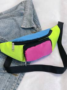 Women's Fashionable Waist & Chest Bag Combo, Color Blocking Shoulder Messenger Bag, Oxford Cloth Multi-Function Bag - Multicolor - View 4