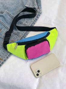 Women's Fashionable Waist & Chest Bag Combo, Color Blocking Shoulder Messenger Bag, Oxford Cloth Multi-Function Bag - Multicolor - View 2