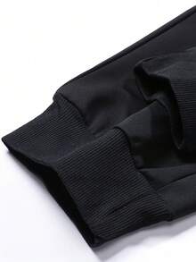 Quần nỉ lót nhiệt cỡ lớn 2XL-5XL dành cho nam có họa tiết đồ họa, cạp chun, dây rút, quần chạy bộ dáng rộng thoải mái cho mùa thu đông, thích hợp đi học, hoạt động ngoài trời, màu kaki, xám - màu đen - Xem 8