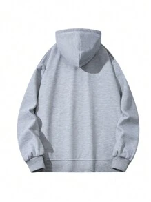 Blueplus 1pc Men's Loose Casual Hooded Pullover Sweatshirt With  350g Heavyweight Hooded Sweatshirt, Loose Fit Suitable For Outdoor Travel Men's Pullover, Autumn And Winter Men's Tops, As A Gift For Leisure Holidays - 淺灰色 - 查看 4