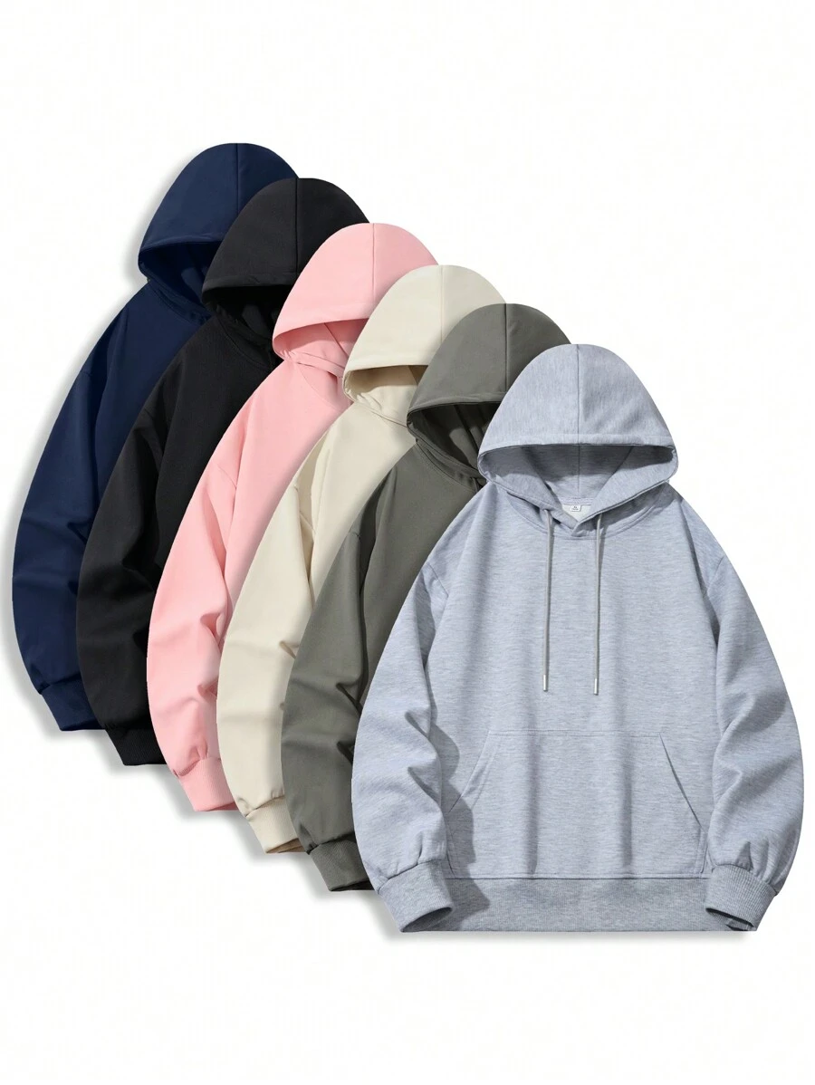 Blueplus 1pc Men's Loose Casual Hooded Pullover Sweatshirt With 350g Heavyweight Hooded Sweatshirt, Loose Fit Suitable For Outdoor Travel Men's Pullover, Autumn And Winter Men's Tops, As A Gift For Leisure Holidays - 淺灰色 - 查看 1