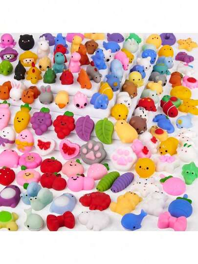 Random Style Squishy Toys, Cartoon Cute Mochi Squeezing Toys, Mini Stress Relief Toy