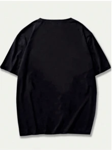 Japanese Dog T-Shirt Men's Shirt Printed Cotton Unisex Comfort Blouse - 黑色 - 查看 2