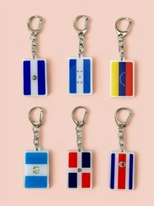 1/6 piezas Llaveros de acrílico con banderas nacionales, llaveros casuales con banderas de países de América Central como El Salvador, Guatemala, República Dominicana, Honduras, recuerdos para fans, accesorios para mochila, coche, bolso, escuela, accesorios góticos y Y2K, ideas de regalo para el Día del Maestro, Navidad, con soporte para tarjeta de identificación - Multicolor - Ver 1