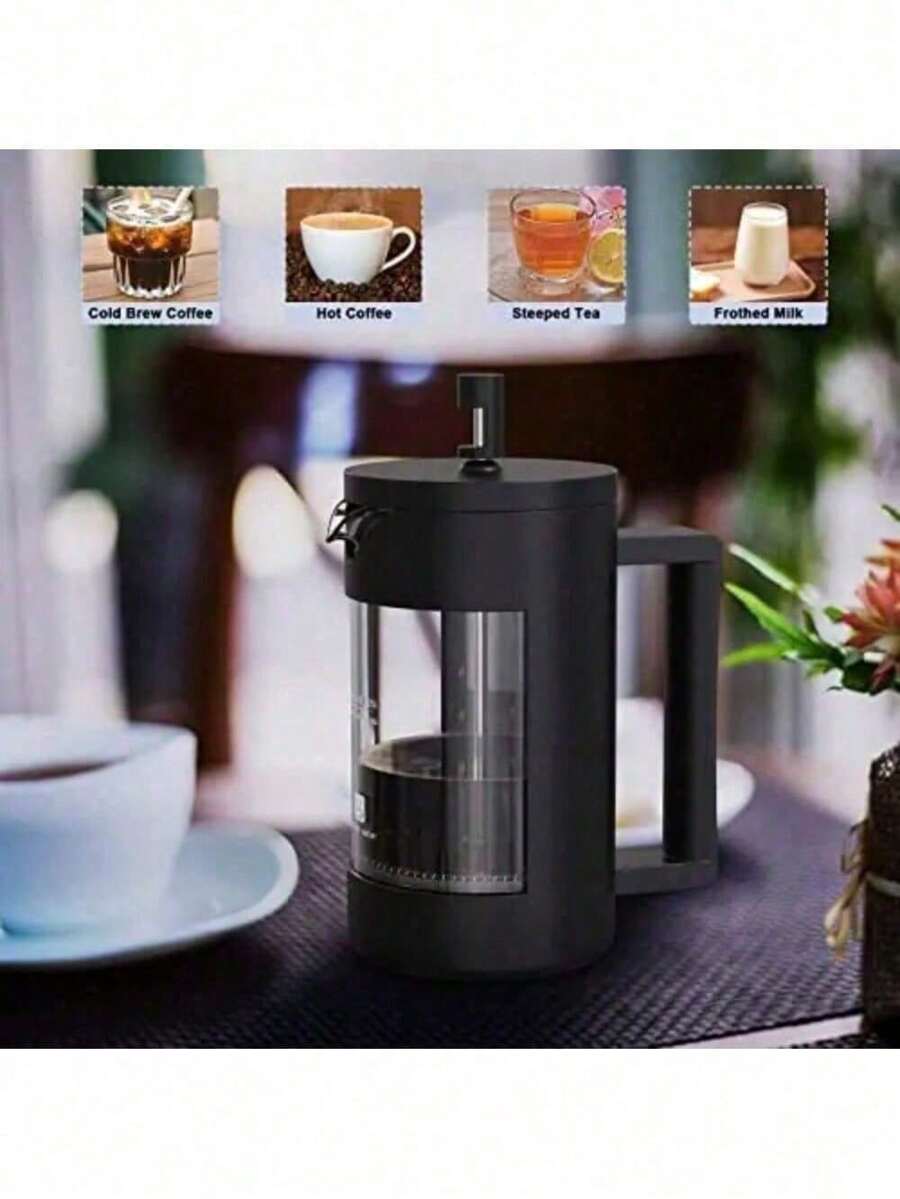 French Press Coffee Maker, Camping Plastic Glass French Coffee Press