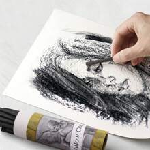 25 pièces/pack Bâtonnets de charbon de bois de saule, charbon de bois de saule naturel pour les artistes, les débutants ou les étudiants de tous les niveaux de compétence. Idéal pour le croquis, le dessin et l'ombrage. Fournitures scolaires