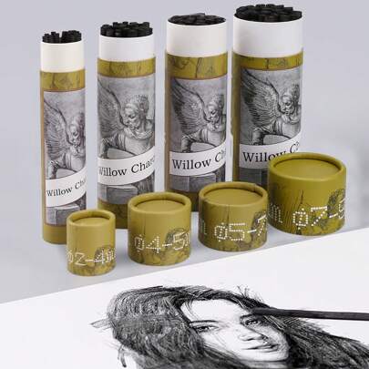 25 st/förpackning Pilkolspinnar, naturligt pilkol för konstnärer, nybörjare eller elever på alla nivåer, utmärkt för att skissa, rita och skugga. Tillbaka till skolan, Tillbaka till skolan, Skolmaterial