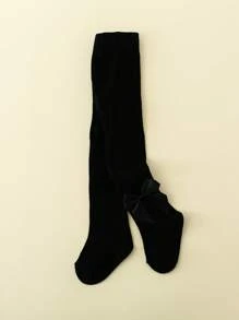 1pc Baby Girls Bow Decor Basic Leggings, Cute & Comfortable For Outdoor Activities, Suitable For All Seasons