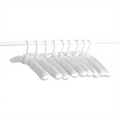 10Pcs Satin Padded Hangers 43cm White Ivory Cushioned Clothes Hanger 17'' Soft Touch Coat Hangers Non-Slip Blouse Hook For Adults Garment Wedding Dress Lingerie Tops Suits Shirts Dress Trousers
