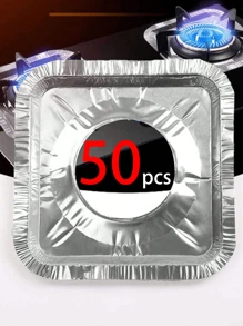 Disposable Aluminum Foil Gas Stove Oil Splash Guard, Square Resistant High Temperature Gas Stove Waterproof, Oil-Proof Cover Cleaning Pad For Kitchen Stove 50/10pcs