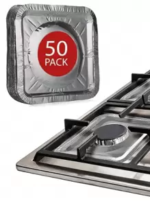 Disposable Aluminum Foil Gas Stove Oil Splash Guard, Square Resistant High Temperature Gas Stove Waterproof, Oil-Proof Cover Cleaning Pad For Kitchen Stove 50/10pcs
