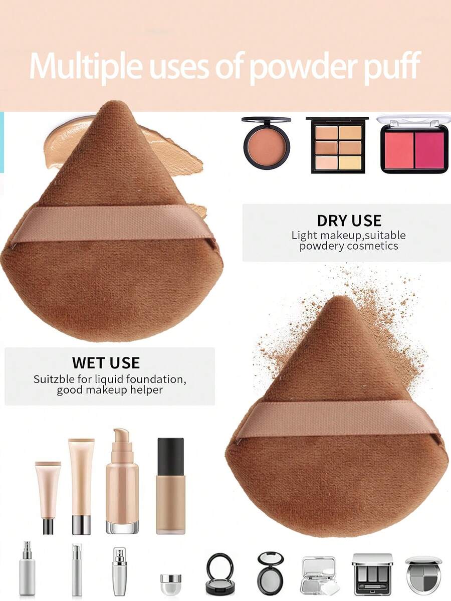 20pcs Triangle Black Velvet Powder Puff Pizza Powder Mini Face Makeup