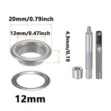 100pcs Grommet Tool Kit Copper Grommet Eyelet Set With Hole Hollow Punch, Grommet Setter Tools For Clothing Leather Fabric Belt - Multicolor - View 8