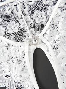 Lace Bodysuit Sexy Lingerie Gift With Jewelry Bodysuit - 白色 - 查看 4