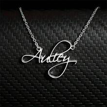 Custom Stainless Steel Signature Necklace - Personalized Creative DIY Custom Cursive English Letter Necklace, Perfect Gift For Him - Wedding, Party, Valentine's Day Jewelry - Suitable For All Seasons, Men's And Women's Name Minimalist Sweater Chain Accessories Jewelry, Graduation Commemorative Jewelry