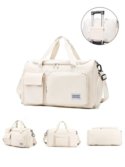 1 st. 35L Träningsväska , Yoga Axelremväska , Idrott Väska Med Sko Avdelning Och Blöt Kläder Avdelning , Kräm Färg Oxford tyg Bär-Resistent Och Vattentät Material , Reseväska Med Blöt Och Torr Fickor , Lätt 	
Carry-on    Handväska , Helg Över natten Väska För kvinnor Herr Träning Gym Och Plan Business Semester