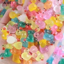 50 件/100 件迷你鸭子、夜光鸭子、闪光鸭子、纯色鸭子、发光玩具礼品袋、鸭子玩具套装、迷你逼真树脂塑料鸭子、太阳镜鸭子、DIY 项链鸭子、派对礼物、复活节礼物、节日礼物 - 彩色 - 查看 9