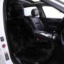 Front Car Seat Covers Luxury Long Wool Winter Warm Seat Protector Universal Fit For Most Cars SUVs And Trucks, Toyota, F150, Chevy, Ram 1500 2500 3500 ( 1Pc ) - 黑色 - 查看 1