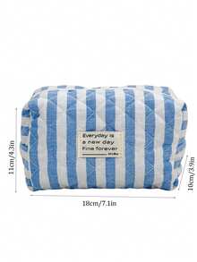 1 件/套蓝色条纹图案大化妆包、女孩化妆包、化妆袋、女士卫生棉条收纳袋卫生巾袋餐巾化妆包化妆品收纳袋迷你袋旅行小化妆盒配件化妆架刷包化妆容器化妆包旅行必需品女士配饰旅行用品 - 藍色 - 查看 4