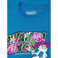 Hawaiian Punch Floral Print T-Shirt - Blue - 彩色 - 查看 2