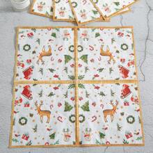 7/9 Inch Reindeer & Santa Disposable Paper Plates & Napkins Set, Christmas Holiday Party Supplies,Christmas