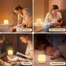 1 件迷你婴儿小夜灯，便携式 LED 触摸小夜灯，带定时器遥控器，RGB 16 色照明，适合儿童和成人，母乳喂养，睡眠辅助，USB 可充电哺乳灯，可调光暖光小夜灯，柔和护眼婴儿淋浴家庭装饰礼物