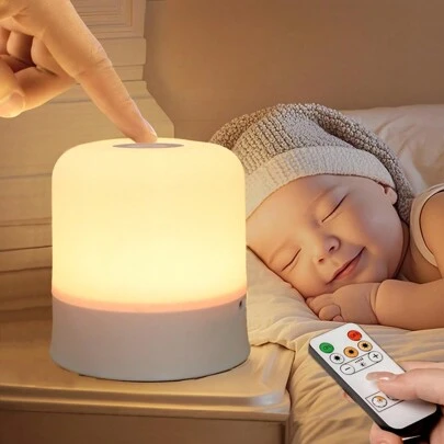 1pc Mini Bedside Night Light, Dimmable, Remote Control, 3 Colors, Suitable For Home Bedroom, Children And Adults, Breastfeeding, Sleep Aid, USB Rechargeable, Soft Eye Care