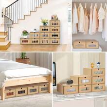 10x Foldable Cardboard Shoe Boxes Organiser Drawer Stackable Storage Transparent