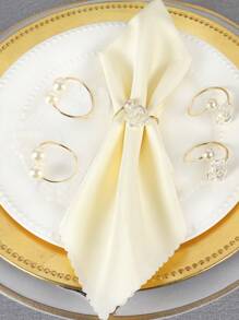 1/4/6 peças Anéis de Guardanapo de Rosa de Pérola para Decoração de Mesa de Casa e Restaurante, Anel de Guardanapo de Decoração de Festa e Feriado - Multicolorido - Visão 2