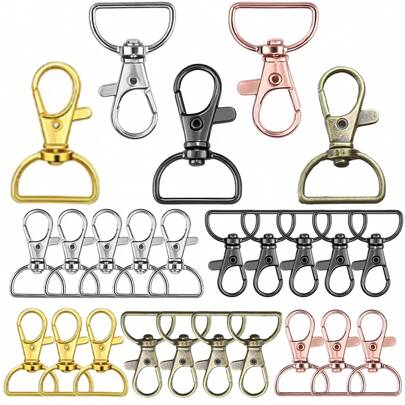 10/20/30/50 件旋转弹簧钩、钥匙链夹、挂绳 D 形环夹、钥匙链和挂绳制作五金件、DIY 工艺品
