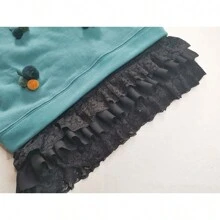 1 pieza 3 capas de tela de gasa de malla con pliegues 3D con bordado y ribete de volantes, para manualidades de vestidos, cortinas y decoración