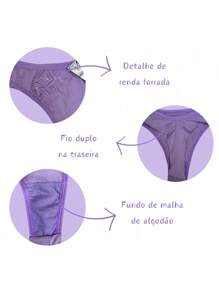 Kit With 05 Thong Panties, Lace, Microfiber, Polyamide, - Multicolor - View 5