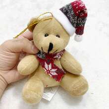 Decorative Christmas Ornament Hanging Bear With Hat Scarf Tree 11/15CM - màu nâu - Xem 2