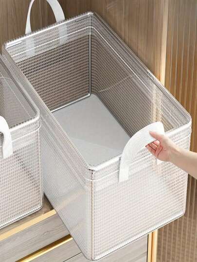 1 Pc Plastic Storage Box With Steel Frame & Reinforced Handle, Transparent Stackable Container For Storing Clothes, Books, Home & Dorm Essentialsbedroom,Organizer,Organiser,Home Storage,White T Shirt Women,Black Pants Women,Ladies Winter Clothes,Dress,Winter Clothes For Ladies,Elegant Woman Dresses,White Shirt For Ladies,Long Sleeve,White Jumpsuit For Women,Spring Dresses For Women,Spring Outfits For Women,Spring,Spring Clothes,Minimalist,Summer Tops