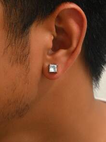 CIZME Hoa tai giả màu đen bạc cho nam Hoa tai giả cho nam Hoa tai đinh tán không xỏ khuyên Hoa tai đinh tán cho nam Hoa tai giả màu vàng hồng xanh lam 5mm 6mm - khuyên tai giả - Xem 3