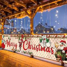 1 Pc Cảnh máng cỏ tôn giáo Biểu ngữ sân Giáng sinh (19,6 X118 inch), Vườn Giáng sinh cổ điển Ông già Noel Nai sừng tấm Người tuyết Màu xanh Giáng sinh vui vẻ Chúa Jesus Biển báo sân tôn giáo Biểu ngữ lớn Thiên thần Cảnh máng cỏ Phông nền cổ điển cho Giáng sinh Mùa đông Trang trí ngoài trời trong nhà - Nhiều màu - Xem 11