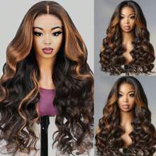 Ombre Lace Front Wig Human Hair Pre Plucked With Baby Hair 1B/30 HD Lace Front Wigs Human Hair 180% Density Highlight Body Wave Lace Frontal Wigs Human Hair Wigs