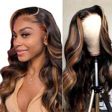 Ombre Lace Front Wig Human Hair Pre Plucked With Baby Hair 1B/30 HD Lace Front Wigs Human Hair 180% Density Highlight Body Wave Lace Frontal Wigs Human Hair Wigs