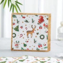 7/9 Inch Reindeer & Santa Disposable Paper Plates & Napkins Set, Christmas Holiday Party Supplies,Christmas