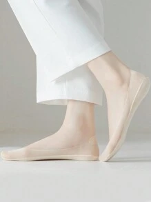 4/1 paires de chaussettes invisibles de bateau confortables et légères de couleur claire pour femmes - Beige - Voir 2