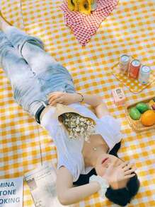 1pc Portable Picnic Mat, Outdoor Picnic Blanket For Spring/Summer, Party Table Cover, Waterproof Pad, Beach Mat, Camping Picnic Pad For Lawn