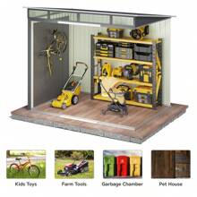 [2 Packages Shipping]8' X 6' Outdoor Storage Shed With Sliding Doors, Versatile Metal Garden Shed With Anchors, Tool Shed With Transparent Panel Windows, Outdoor Storage Shed For Backyard, Patio