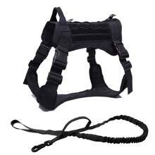 2 件套狗背带和牵引绳套装，带手柄的 Molle 背心，适用于工作犬，带钩环面板，适合小型、中型、大型犬散步、远足训练 - 彩色 - 查看 16