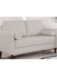 Style  1pc Loveseat Leatherette Upholstered Bench Style Seating Bolster Pillows - M - 查看 7