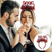 Băng đô tiệc lễ 2025, Giáng sinh & Năm mới, Đồ trang trí bằng dây kim loại lấp lánh, Phụ kiện tóc mới lạ không dùng điện, Thích hợp cho lễ kỷ niệm đêm giao thừa và tiệc hóa trang - Nhiều màu - Xem 9