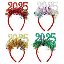 Băng đô tiệc lễ 2025, Giáng sinh & Năm mới, Đồ trang trí bằng dây kim loại lấp lánh, Phụ kiện tóc mới lạ không dùng điện, Thích hợp cho lễ kỷ niệm đêm giao thừa và tiệc hóa trang - Nhiều màu - Xem 1