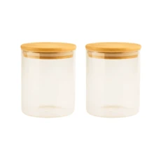 Airtight Glass Jar With Bamboo Lid For Coffee And Sugar, 2-Unit Storage Kit - 白色 - 查看 1