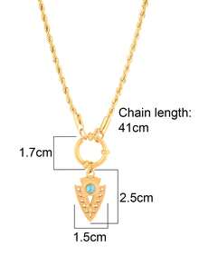 1 件不锈钢蓝色天然石几何吊坠项链女式时尚金色扭链项链珠宝 - 項鍊 - 查看 6